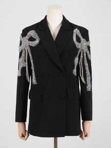 Ocstrade Novità Primavera Blazer Lussuoso da <span class=keywords><strong>Donna</strong></span> con Farfalle Scintillanti di Strass e Doppie Perline, <span class=keywords><strong>Giacca</strong></span> <span class=keywords><strong>Nera</strong></span> <span class=keywords><strong>Oversize</strong></span> da <span class=keywords><strong>Donna</strong></span> - Product Image 2