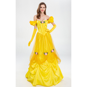 Costume d'Halloween Robe de princesse La Belle et la Bête Princesse Belle Robe de gâteau jaune Costume de scène - Product Image 4