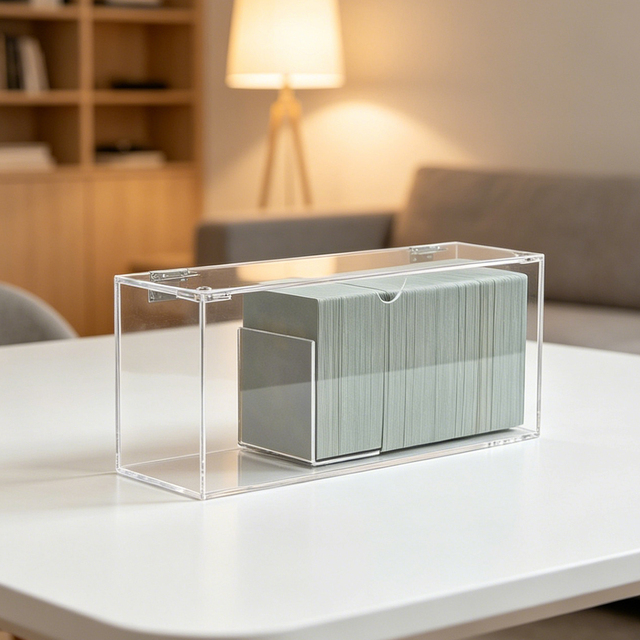 Custom Clear Game Card Storage Box Acrylic Display Case with Magnet Lid