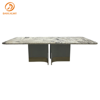 Ensemble table à manger ronde de luxe 12 places en marbre design en métal