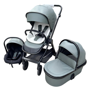 Poussette Bébé <span class=keywords><strong>3</strong></span>-en-<span class=keywords><strong>1</strong></span> Bleu Vert avec Châssis Métallique à 4 Roues, Conception Pliable, Capacité de Charge 20KG, Siège <span class=keywords><strong>Auto</strong></span> et Nacelle pour <span class=keywords><strong>0</strong></span>-4 Ans - Product Image 4