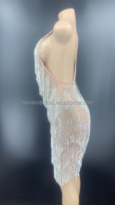 NOCANCE Venta caliente productos 2023 Sexy Deep V Bling Diamond Tassels Tallas grandes Vestidos de mujer Maternidad <span class=keywords><strong>Photoshot</strong></span> Vestidos - Product Image 4