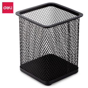 Portalápices Cuadrado Deli, Organizador de Escritorio de Metal con Malla Negra, Caja de Almacenamiento para Oficina - Product Image 1