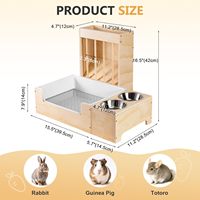 Accessoires pour petits animaux : Mangeoire à foin en bois anti-déversement pour cochon d'Inde, Bac à litière en plastique pour lapin avec ensemble de bols