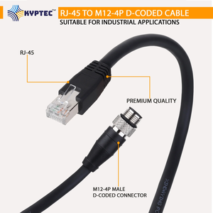 สายเคเบิลกล้องอุตสาหกรรม RJ-45 ถึง M12-4P แบบ D-Coded ประสิทธิภาพสูง ทนทาน สำหรับการเชื่อมต่ออีเธอร์เน็ตในระบบอัตโนมัติของโรงงาน - Product Image 5