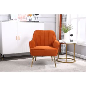 DB Modern Mid Century Fauteuil Sherpa en velours orange fait à la main Montage facile pour bureau à domicile chambre ou salon - Product Image 2