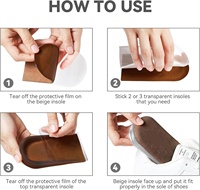 Rehausseurs de talon marron en silicone, ajustables, orthopédiques, avec soutien de la voûte plantaire, antidérapants, amortissants et réutilisables