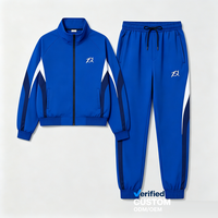 Ensemble de vestes contrastées bleu roi OEM en gros, impression DTG Kornit, streetwear, fournisseur de vêtements coupe-vent surdimensionnés Y2K athlétiques