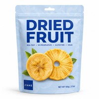 JIAHE Op maat bedrukte gedroogde vruchten stand-up pouch met ritssluiting, PE aluminiumfolie, recycleerbare Mylar zak voor banaan en ananas