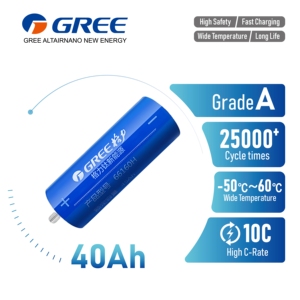 แบตเตอรี่ลิเธียมไอออนแบบชาร์จได้ 40Ah 2.3V LTO - คุณภาพสูง ปลอดภัย เชื่อถือได้ 25,000 รอบการใช้งาน เซลล์ยินลอง -50c~60c LTO66160H รุ่น High - Product Image 1