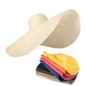 JAKIJAYI-sombreros de paja para mujer, gorros de paja de Color sólido de 70cm, ala ancha, sombrero flexible de gran tamaño para playa, protector solar, <span class=keywords><strong>2022</strong></span> - Product Image 6