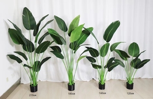 S0186 palmier en plastique pour décoration intérieure, Hall extérieur, centre commercial, plante verte, bonsaï, banyan, faux palmier Areca, arbre <span class=keywords><strong>bananier</strong></span> artificiel - Product Image 2