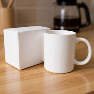 Taza de café de cerámica blanca de 11 oz, porcelana, diseño minimalista, con caja de regalo, apta para lavavajillas, para regalo y obsequios. - Product Image 2