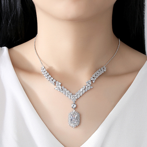 LUOTEEMI Hot Sale Luxury Women <strong>Emerald</strong> <strong>Jewelry</strong> <strong>Set</strong> Cubic Zirconia Necklace Earrings <strong>Jewelry</strong> <strong>Sets</strong> - Product Image 2