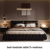 Lit king-size en cuir italien chinois moderne minimaliste, extensible et pliable, pour chambre principale