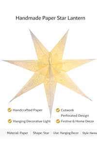 Handmade Removable Paper Star Lantern Cutwork <b>Hanging</b> Light <b>for</b> Art Deco <b>Home</b> Decor Diwali Parties & Celebrations - Product Image 6