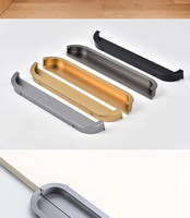 Poignées encastrées ovales en aluminium, deux pièces, invisibles, pour portes coulissantes de placards et tiroirs