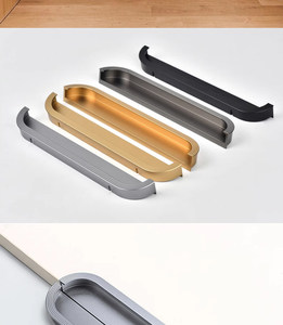 Two Pieces Split Oval Recessed Aluminum Flush Pull Handles Invisible Embedded Finger Pulls for Wardrobe Sliding <strong>Doors</strong> &amp; Drawers - Product Image 6