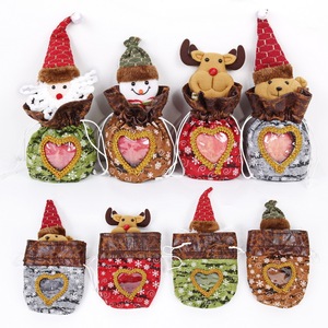 Borsa Regalo Natalizia Creativa con Stampa <span class=keywords><strong>di</strong></span> Babbo <span class=keywords><strong>Natale</strong></span> e Pupazzo <span class=keywords><strong>di</strong></span> Neve, in Materiale Ecologico <span class=keywords><strong>di</strong></span> Flanella per Decorazioni Festive - Product Image 5