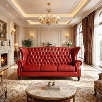 Canapé Chesterfield deux places en cuir microfibre sur mesure, dossier haut, pieds en bois massif, design moderne pour appartement et hôtel