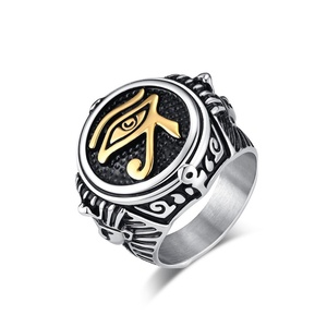 Anillo de sello vintage egipcio con diseño de gota, de acero inoxidable, con Ojo de Horus, en plata y negro, para hombre, servicio OEM ODM, Joyería XR Xrrw233b - Product Image 6
