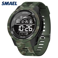 Jam Tangan Digital LCD Pria SMAEL 8105MC Motif Kamuflase, Stopwatch, Alarm, Tahan Air 50 Bar, Tali Silikon Sporty Kasual