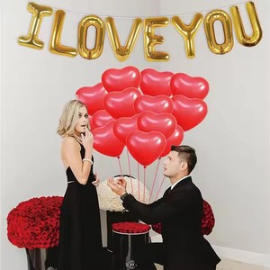 Globos de <span class=keywords><strong>película</strong></span> de aluminio con letras I Love You de 16 pulgadas, arreglo de decoración de habitación de boda DIY, globo con forma de corazón de confesión de Tanabata - Product Image 3