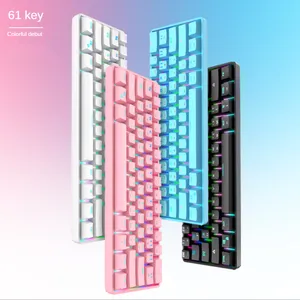 Keyboard mekanik ergonomis, aksesoris komputer game teclado laptop BT ergonomis, warna led rgb