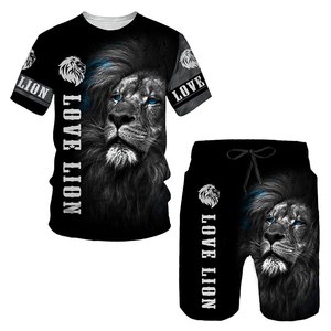 King <span class=keywords><strong>of</strong></span> <span class=keywords><strong>the</strong></span> Beasts <span class=keywords><strong>Summer</strong></span> Vêtements de sport pour hommes imprimés en 3D surdimensionnés, t-shirts et shorts élégants, ensembles de vêtements de sport - Product Image 2