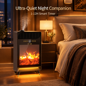 Chimenea Eléctrica Inteligente con Calefacción Rápida y Humidificación, 2000W, Calentador de Espacio con Luz Ambiental para Dormitorio, Uso Interior - Product Image 5