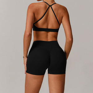 사용자 정의 로고 누드 꽉 체육관 요가웨어 피트니스 스포츠 브래지어 레깅스 5 Pcs 여성용 솔리드 블랭크 운동 세트 - Product Image 2