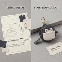 Porte-monnaie mini mignon en cuir véritable personnalisé avec porte-clés, étui pour AirPods, pochette, breloque et portefeuille