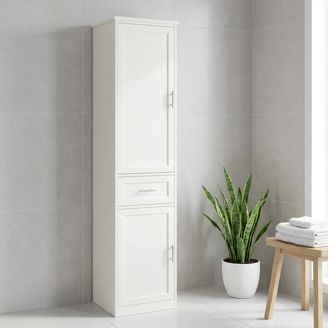 Modern Tall Freestanding Bathroom Storage Cabinet with Door Shelve MDF Board Furniture MDF Material for Living Room and Home Use