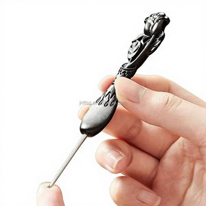 Agujas de <span class=keywords><strong>Ganchillo</strong></span> Hechas a Mano de Madera de Ébano Rosa, Personalizables, Portátiles, Duraderas, Ecológicas, con Puntas de Acero Inoxidable Suaves - Product Image 4