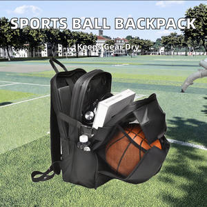 Sac à dos de sport imperméable en polyester pour basketball, football, volleyball avec compartiment à ballon, fermeture éclair, port USB et compartiment à chaussures - Product Image 2