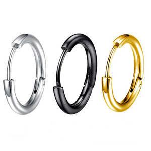 Trendy 18K Gold Plated Stainless Steel Round <b>Huggie</b> Hoop <b>Earrings</b> | Unisex Fashion <b>Earrings</b> for <b>Men</b>, Women, & Students - Product Image 1