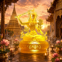 Statue de Bodhisattva Manjushri en cristal Liuli faite à la main, sculpture bouddhiste de la sagesse portant un épée, 18,5 cm, pour temple et autel domestique