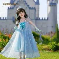 Robe de princesse Elsa Hidehanky avec cape, costume de personnage, en tulle à sequins, coupe trapèze, longueur cheville, pour filles, printemps/été, idéale pour les fêtes d'anniversaire