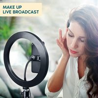 Vente Flash Anneaux Lumineux Selfie 10 Pouces avec Trépied, Bâton Selfie Vidéo, Lampe LED Anneau Fonctionnant sur Piles, Luz Ring Light