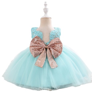 Robe de princesse pour petite fille, imprimée, à sequins, en maille, avec nœud papillon, MS Summer - Product Image 1