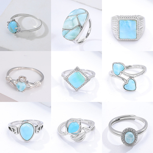 Anillo de Larimar Natural Estilo Resplandeciente Hecho a Mano en Plata de Ley 925 XYOP, Joyería para Niños al por Mayor - Product Image 4