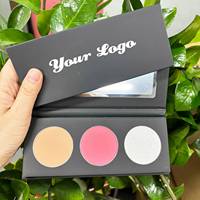 Palette de maquillage de luxe naturelle en poudre végétalienne pour le visage : illuminateur, contour, bronze et blush – 3 couleurs