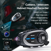 Intercom de moto Q29 1080P avec caméra grand angle 120°, 1500 mAh, étanche IPX6, Bluetooth, suppression du bruit, écouteurs pour casque