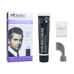 Mokeru Shampooing Tonifiant Bio Naturel pour <span class=keywords><strong>Cheveux</strong></span> Noirs – Couvre à 100% les <span class=keywords><strong>Cheveux</strong></span> Gris et Blancs – Teinture Noire Instantanée avec Brosse – Sans Dommage - Product Image 1