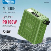 Banque d'alimentation Li-polymère haute capacité Konfulon 100000 mAh, sortie 100W, prise en charge de la charge rapide, utilisation en extérieur