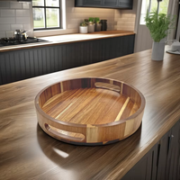 Akazien holz Lazy Susan Tablett Große Lazy Susan Turntable Organizer für Schrank Esstisch Akazien holz Serviert ablett