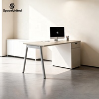 Postes de travail de style nordique SpaceUnited, structure en acier, style industriel, bureaux en bois