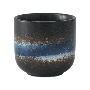 Wholesale Ready To Ship 200 ml Matt Black Japan Teacup Japanese Vintage Ceramic Porcelain Water Tea Cup