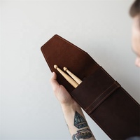 Sac à baguettes de batterie en cuir de vachette personnalisé, étui de rangement personnalisé, cadeau pour les batteurs