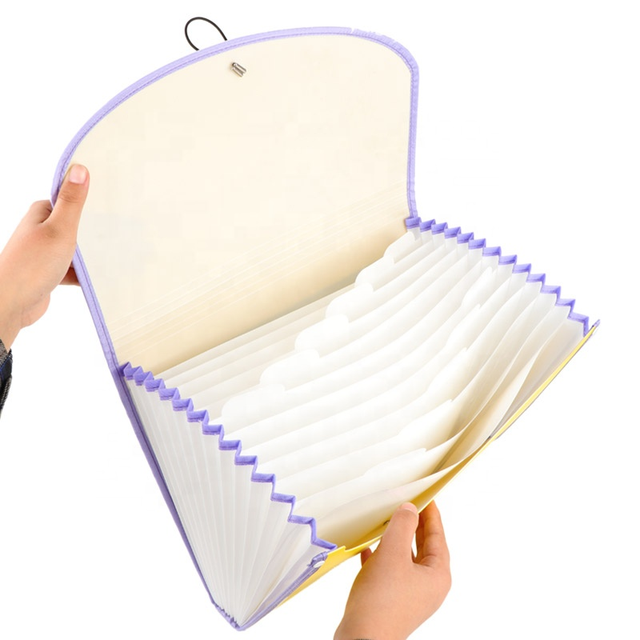 Custom Logo PP Plastic  File Folder Bag  Expanding Document Bag Office and School Supplies